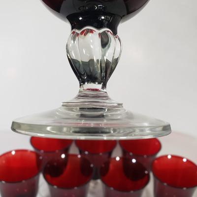 LOT 156D: Cristal D'Arques Ruby Red Water Goblets Set of 8