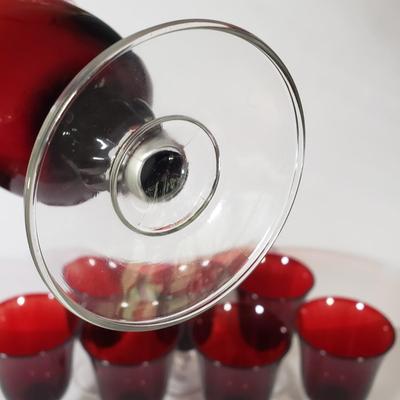 LOT 156D: Cristal D'Arques Ruby Red Water Goblets Set of 8