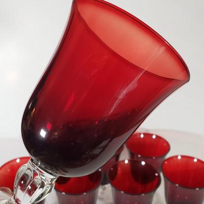 LOT 156D: Cristal D'Arques Ruby Red Water Goblets Set of 8