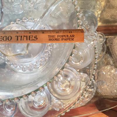 LOT 157D: Imperial Candlewick Glass Punchbowl Set
