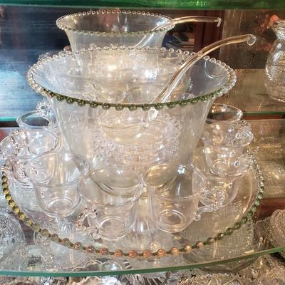 LOT 157D: Imperial Candlewick Glass Punchbowl Set