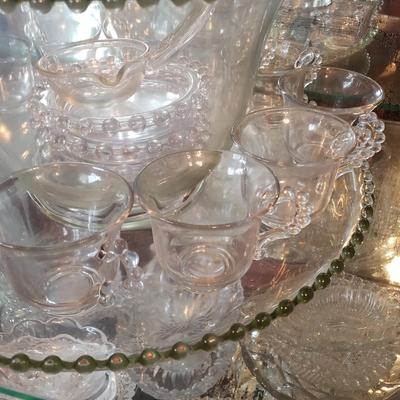 LOT 157D: Imperial Candlewick Glass Punchbowl Set