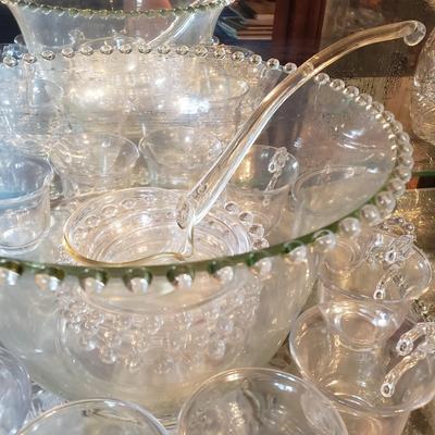 LOT 157D: Imperial Candlewick Glass Punchbowl Set