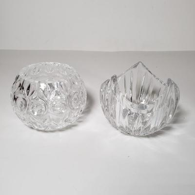 LOT 158L: Assorted Vintage Glass; Pink Depression Glass, Blue Frosted Glass, Votives, Toothpick Holders & More
