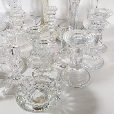 LOT 159L: Huge Assortment of Vintage Glass Candlesticks, All Types of Sizes & Shapes