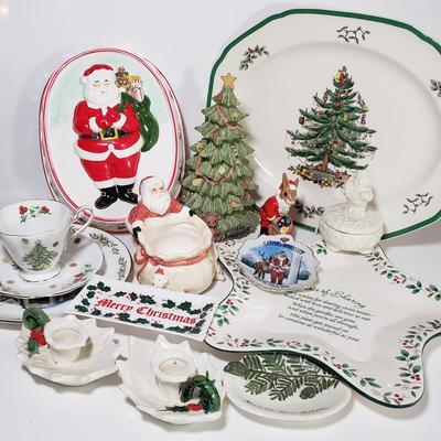 LOT 160L: Vintage Holiday Servingware & Decor with Spode, Royal Doulton, Lefton & More
