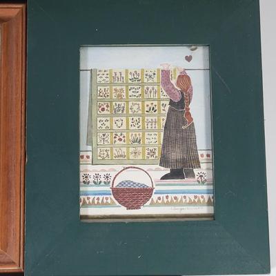 LOT 166G: Four Vintage Framed Artwork & Set of 8 Floral Frames