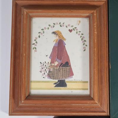 LOT 166G: Four Vintage Framed Artwork & Set of 8 Floral Frames