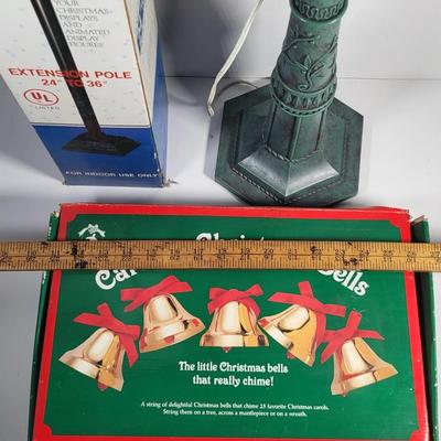 LOT 176G: Two Christmas Lamp Post Decorations with Christmas Bells