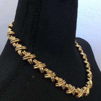 Vintage 1980s signed AFG designer X statement necklace in excellent condition