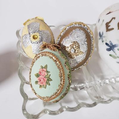 LOT 168D: 18th Century Chintz Shaving Mug, Hand Decorated Eggs, Limoges, Mini Hen on Nest & More