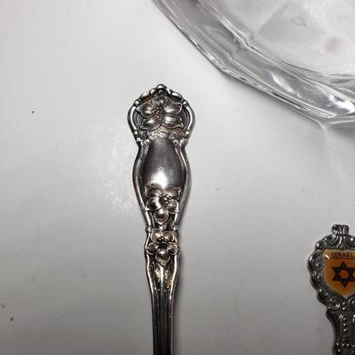 LOT 169D: Silver Plated Metal English Breakfast Caddy with Collection of Spoons