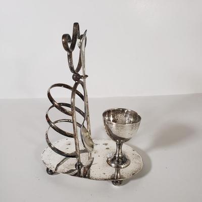LOT 169D: Silver Plated Metal English Breakfast Caddy with Collection of Spoons