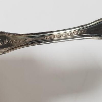 LOT 169D: Silver Plated Metal English Breakfast Caddy with Collection of Spoons