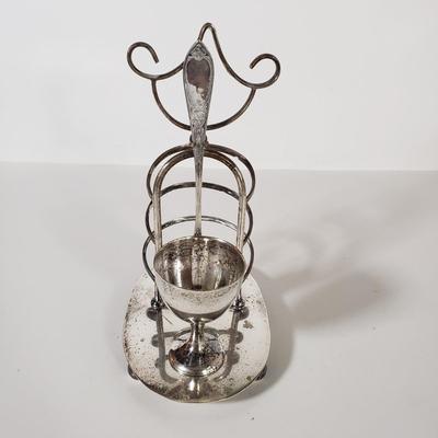 LOT 169D: Silver Plated Metal English Breakfast Caddy with Collection of Spoons