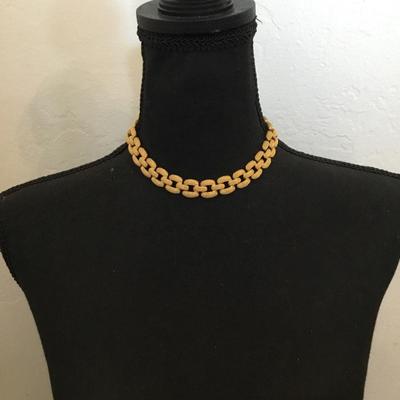 Monet, flat cable, chain link, necklace, chunky braided textured, links, gold tone, plated vintage Monet excellent condition