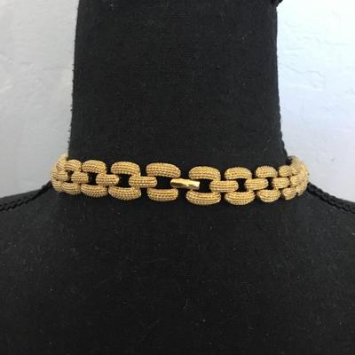 Monet, flat cable, chain link, necklace, chunky braided textured, links, gold tone, plated vintage Monet excellent condition