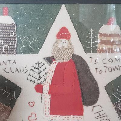 LOT 173F: Framed Art by Carol J Endres with Collection of Santas