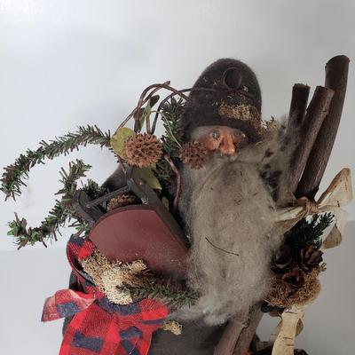 LOT 173F: Framed Art by Carol J Endres with Collection of Santas