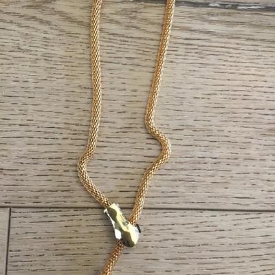 Christian Siriano Gold tone, message, pave, rhinestone, crystal snake, choker necklace