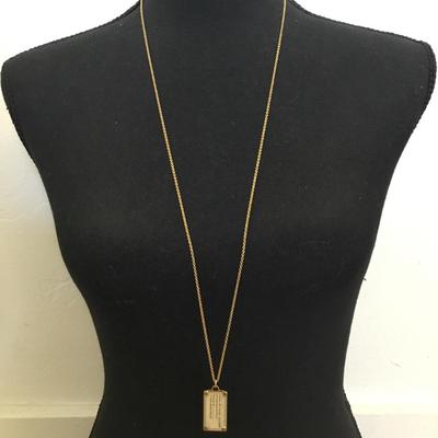 Vintage Marc by Marc Jacobs, gold tone, supply tag, pendant necklace