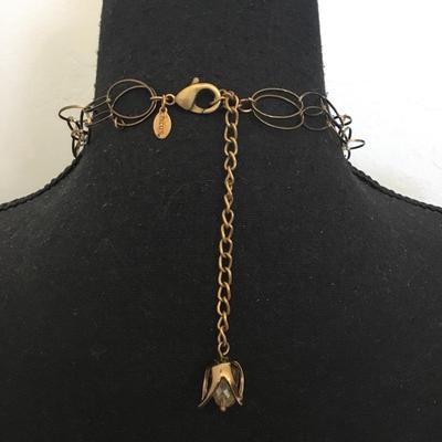 Chicos, 90s vintage statement necklace with floral brass flower bells. Very cool.