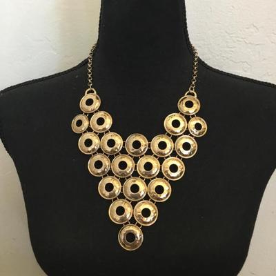 Large gold tone, statement necklace very beautiful