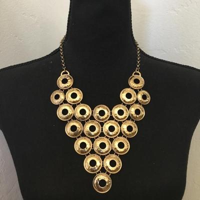 Large gold tone, statement necklace very beautiful