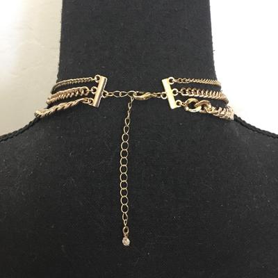Beautiful, gold tone, multi layered choker necklace Gold tone, chain choker necklaces