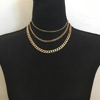 Beautiful, gold tone, multi layered choker necklace Gold tone, chain choker necklaces