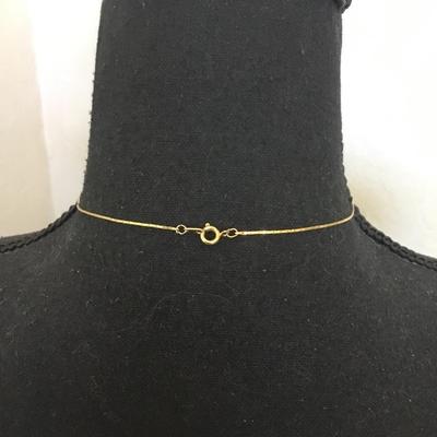 Vintage gold tone, chain necklace with gold tone beads