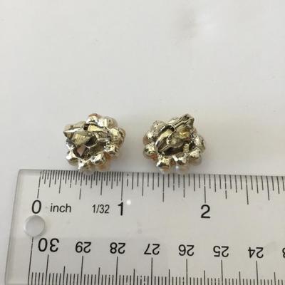 Vintage, gold tone, faux pearl clip on earrings
