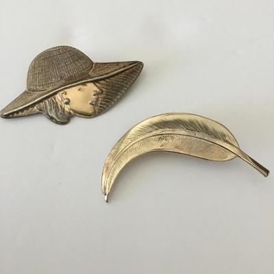 Vintage goldtone, brooches mid century