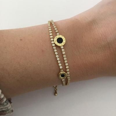 Super cute gold tone crystal rhinestone slider bracelet