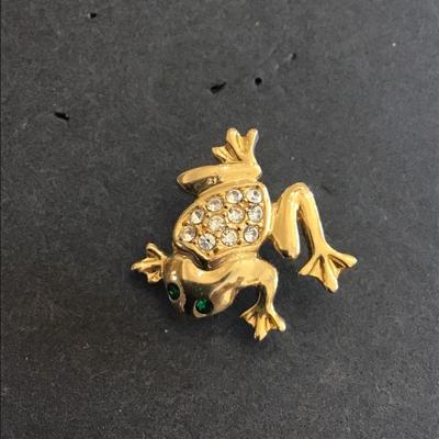 Rhinestone frog pin