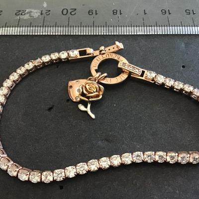 Dainty Rhinestone Tennis Bracelet with Charms