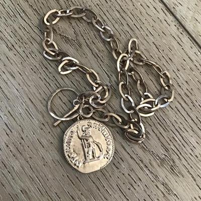 Vintage, Roman coin, statement, toggle necklace