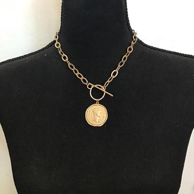 Vintage, Roman coin, statement, toggle necklace