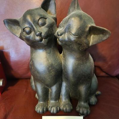 Twin Black Cat Statue