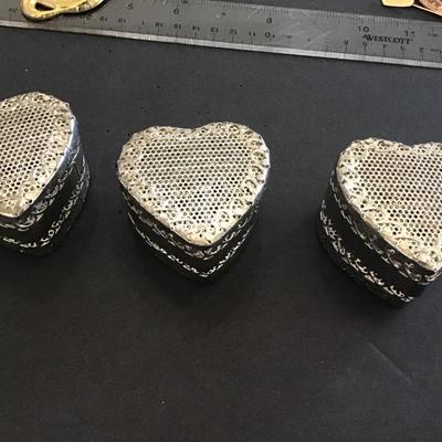3 Silver Tine Heart Trinket Boxs