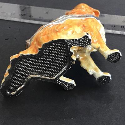 Vintage Jere. Enamel Trinket Box Golden Retriever. Signed