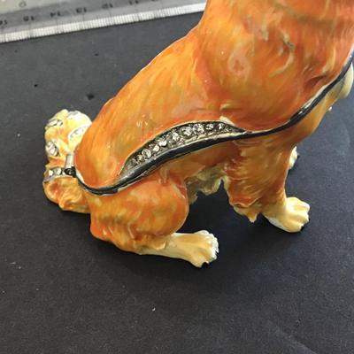 Vintage Jere. Enamel Trinket Box Golden Retriever. Signed