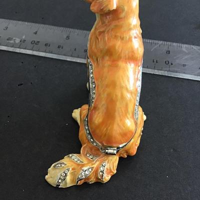 Vintage Jere. Enamel Trinket Box Golden Retriever. Signed