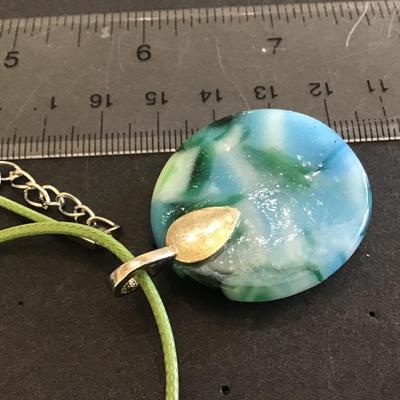 Glass Pendant with Cord Chain