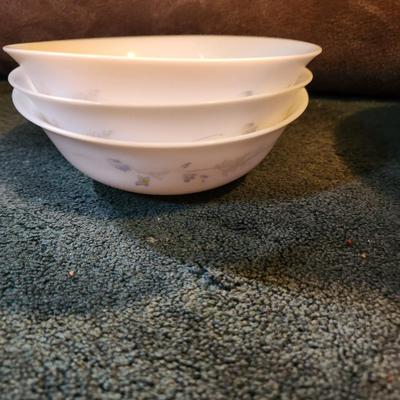 Floral Milk Glass Bowl Set