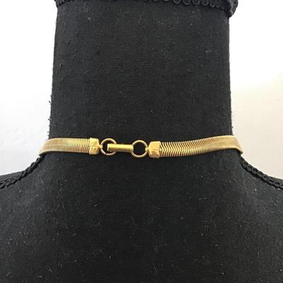 Vintage gold tone , flat snake chain long chain necklace very good condition