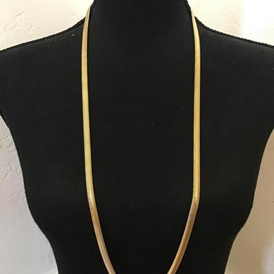 Vintage gold tone , flat snake chain long chain necklace very good condition
