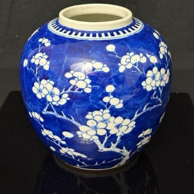 Antique Chinese Blue & White Prunus Ginger Jar