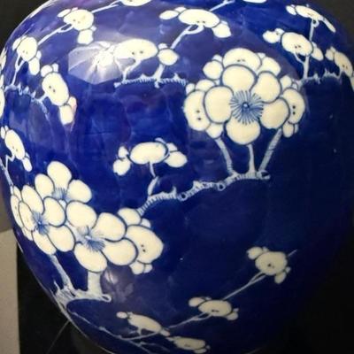 Antique Chinese Blue & White Prunus Ginger Jar