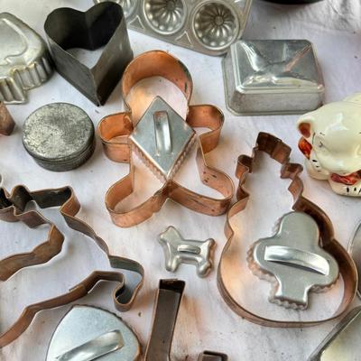 Copper and Aluminum cookie cutter, Large mixing bowl, Strawberry cookie jar